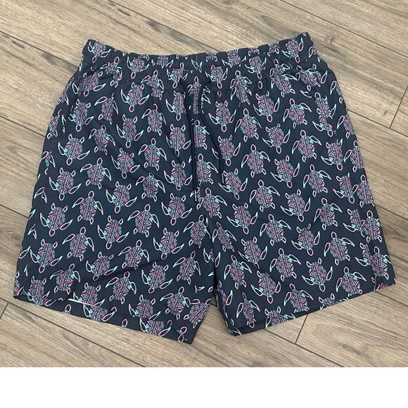 Crane Mens Swim Trunks Large Navy Sea Turtle Print Board Shorts - Picture 1 of 3